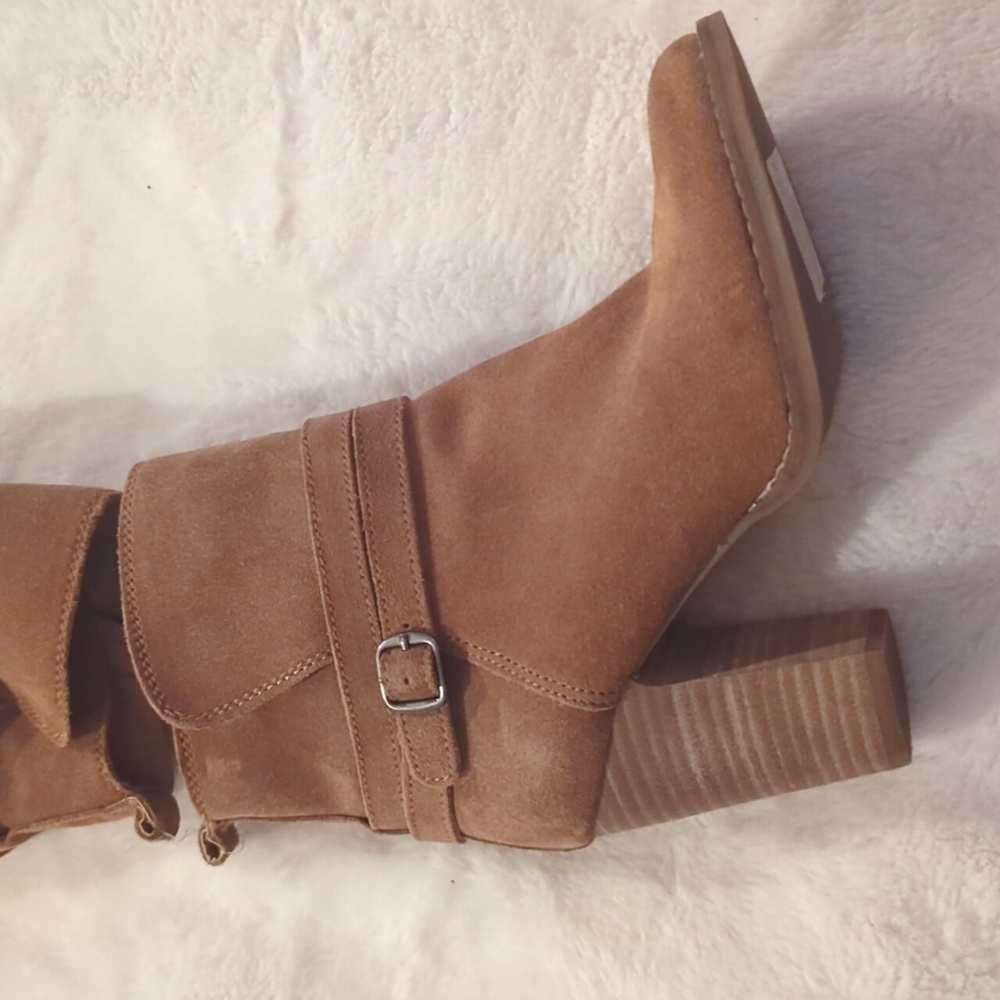 Lucky Brand Boots Womens Latonya Side Zip Ankle Bootie Brown Suede Heels Sz 6.5 - Picture 5 of 7